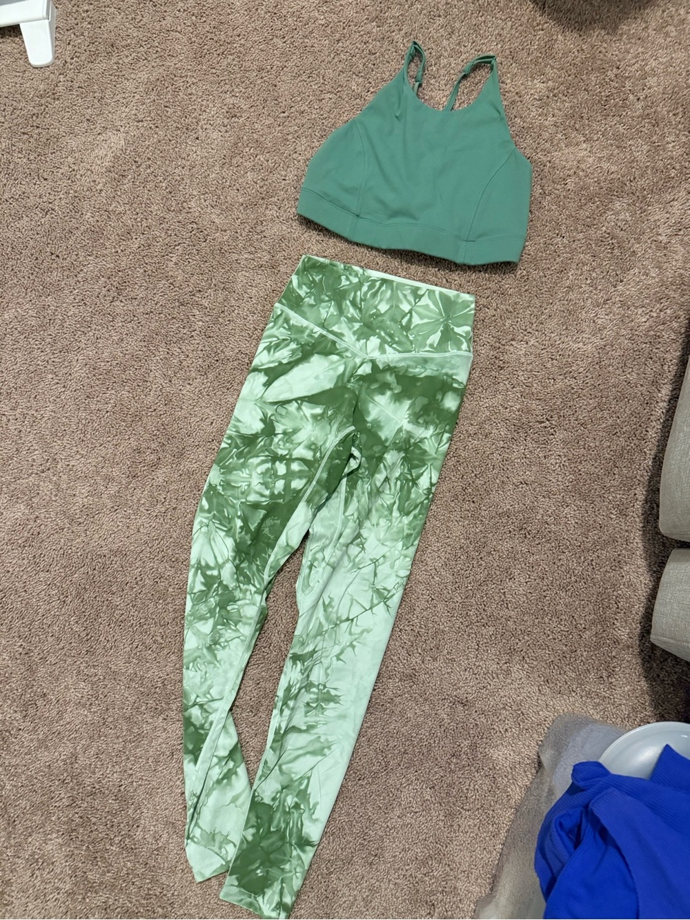 BALANCE ATHLETICA/VITALITY SET- Green Tie-Dye Leggings with matching Sports Bra